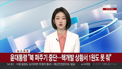 [속보] 윤대통령 "북 퍼주기 중단…핵개발 상황서 1원도 못 줘"