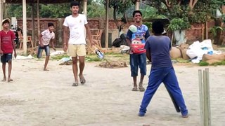 Kids playing Cricket inside a House Campus in Rural India