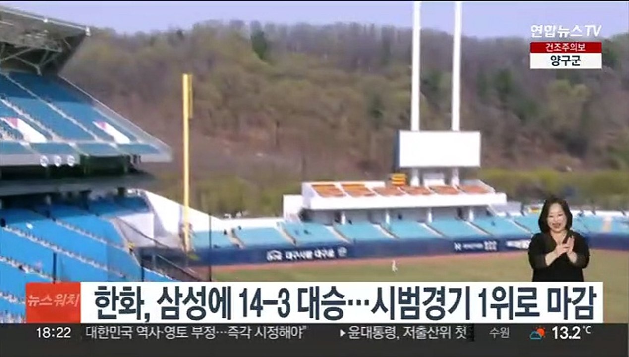 한화, 삼성에 14-3 대승…시범경기 1위로 마감