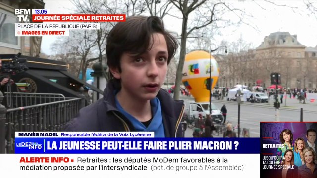 Retraites: On ira encore plus loin, on demande le retrait de parcoursup et du nouveau bac , affirme Manès Nadel, responsable fédéral de la Voix Lycéenne