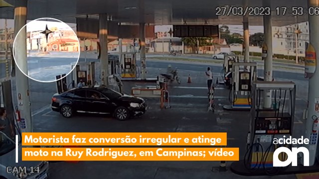 Motorista faz conversão irregular e atinge moto na Ruy Rodriguez, em Campinas; vídeo