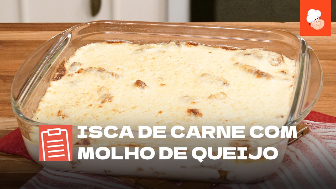 Isca de carne com molho de queijo