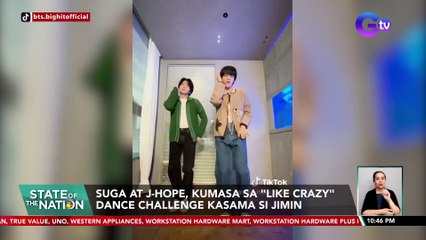 Suga at J-HOPE, kumasa sa "Like Crazy" Dance Challenge kasama si Jimin | SONA