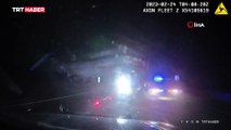 ABD’de çekici kazaya müdahale eden polis araçlarını biçti