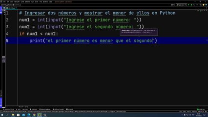 Ingresar dos números y mostrar el menor de ellos en Python