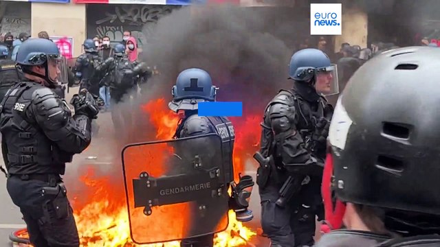 Протесты и беспорядки во Франции в день всеобщей забастовки