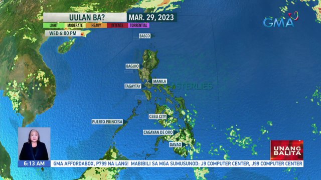 Pag-uulan, asahan pa rin ngayong araw kahit na inaasahang mainit at maalinsangan; Mga local thunderstorm o ulang dulot ng Easterlies; maaaring maranasan - Weather update today as of 6:12 a.m. (March 29, 2023)| UB