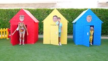 Diana, Roma and Oliver Decorate Playhouse