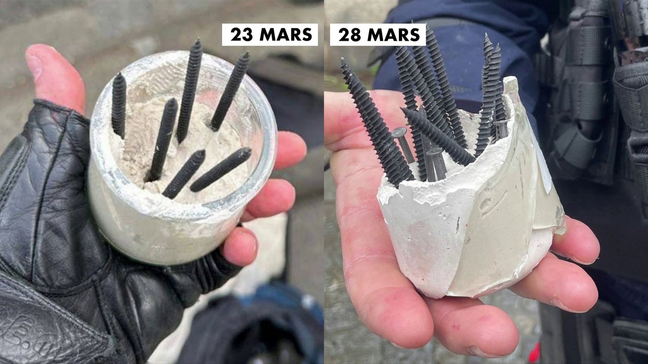 Réforme des retraites : projectiles à clous, couteaux, marteaux, armure... L’impressionnant arsenal des radicaux dans les manifestations