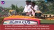 Karnataka Congress Chief DK Shivakumar Showers Rs 500 Notes On Crowds During 'Praja Dhwani Yatra' In Mandya District