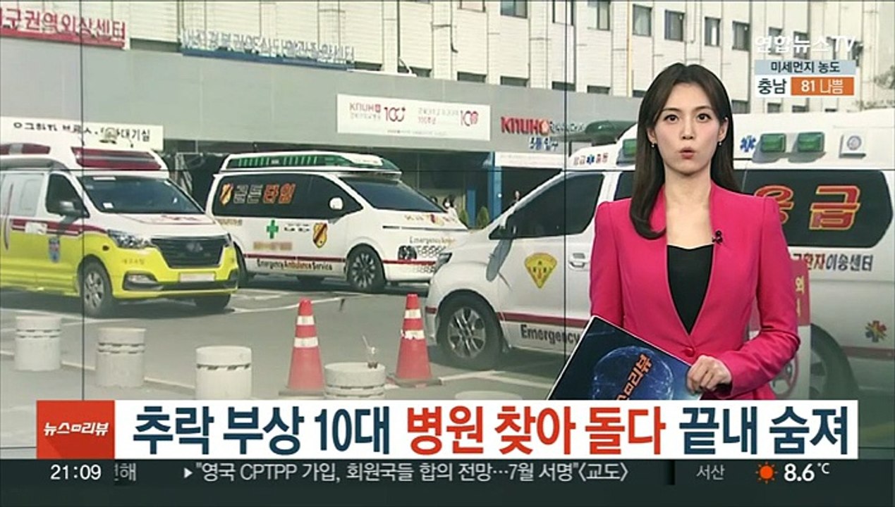 추락 부상 10대 대학생 병원 찾아 돌다 끝내 숨져