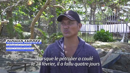 Pétrolier naufragé aux Philippines: les pêcheurs nettoient les côtes