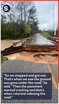 Bridge Crumbles Into Creek Following Heavy Rain in Eastern Alabama