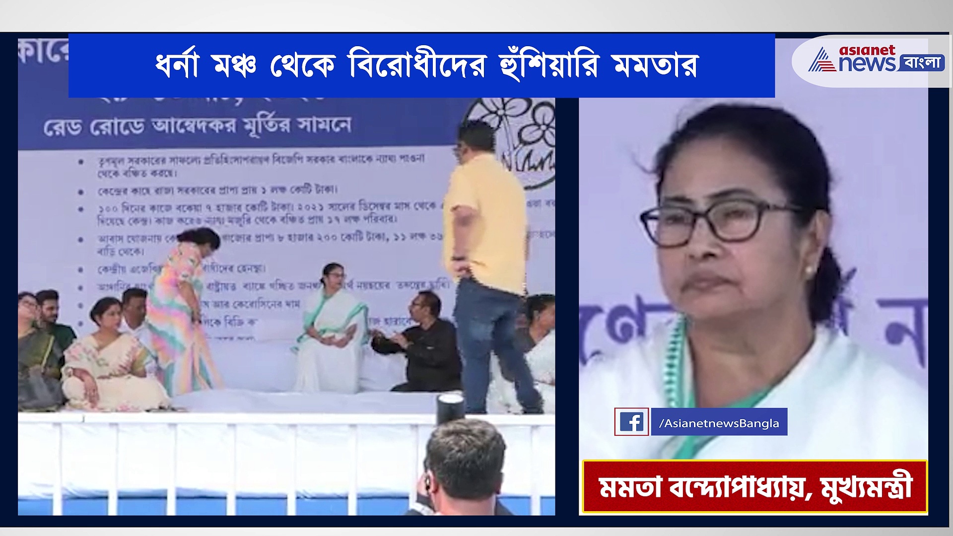 কেন্দ্রের বিরুদ্ধে ২ দিনের ধর্নায় মমতা বন্দ্যোপাধ্যায়, মঞ্চ থেকে বিরোধীদের হুঁশিয়ারি মুখ্যমন্ত্রীর