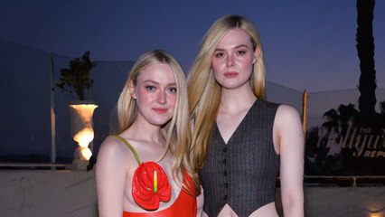 Dakota Fanning Wore a Leather Dress With a Flower Pasty For a Sister Date Night With Elle