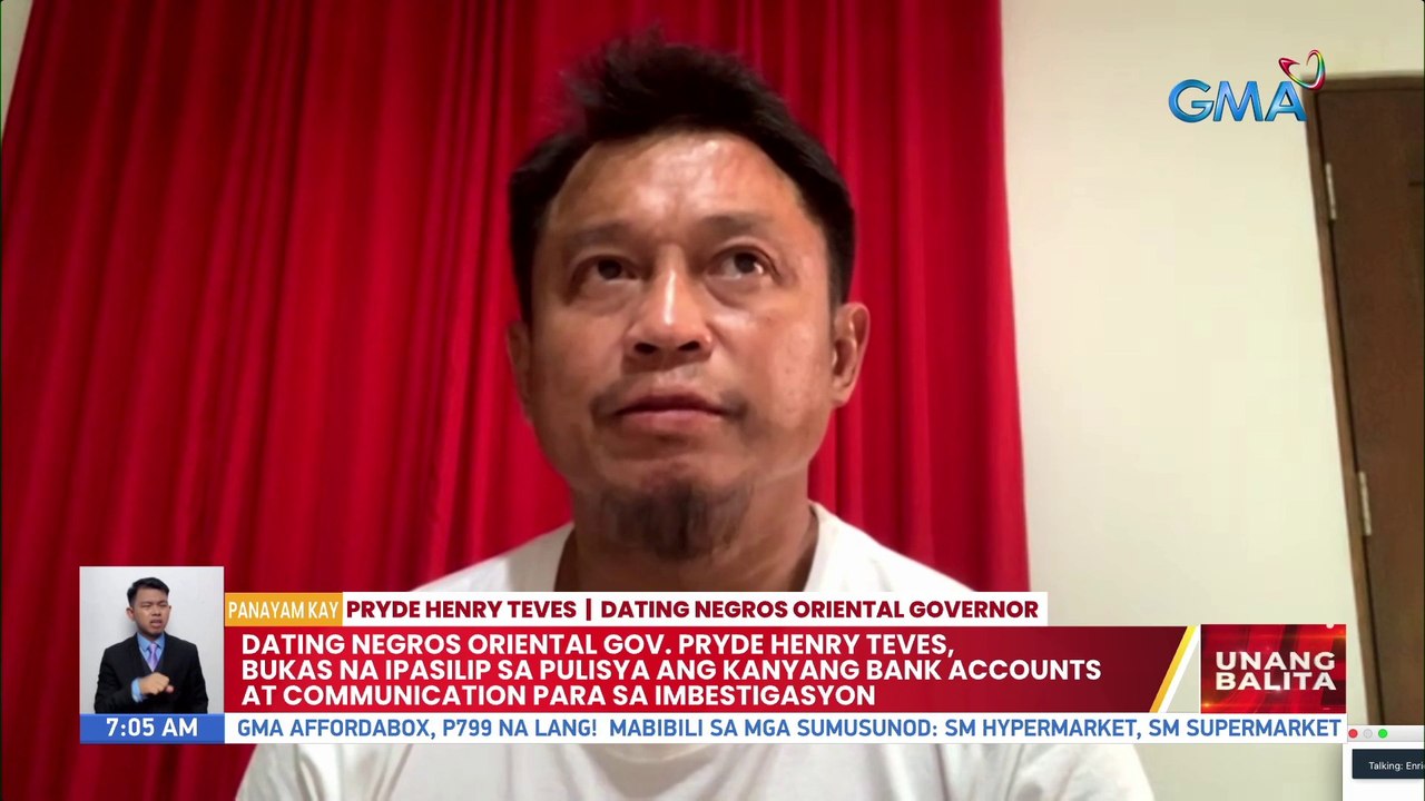 Dating Negros Oriental Gov. Pryde Henry Teves, bukas na ipasilip sa pulisya ang kanyang bank accounts at communication para sa imbestigasyon | UB