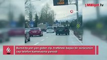 Trafikteki yan yan seyreden cipi gören sürücüler, gözlerine inanamadı