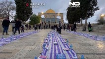 شاهد: فلسطينيون يتناولون طعام الإفطار في ساحات المسجد الأقصى