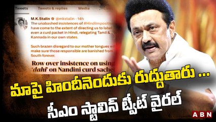 మాపై హిందీనెందుకు రుద్దుతారు ... సీఎం స్టాలిన్ ట్వీట్ వైరల్| Cm Stalin on Dahi Controversy | ABN