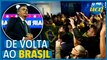Bolsonaristas comemoram após avião de Bolsonaro pousar