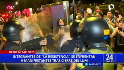 Miraflores: integrantes de "La Resistencia" se enfrentan a manifestantes