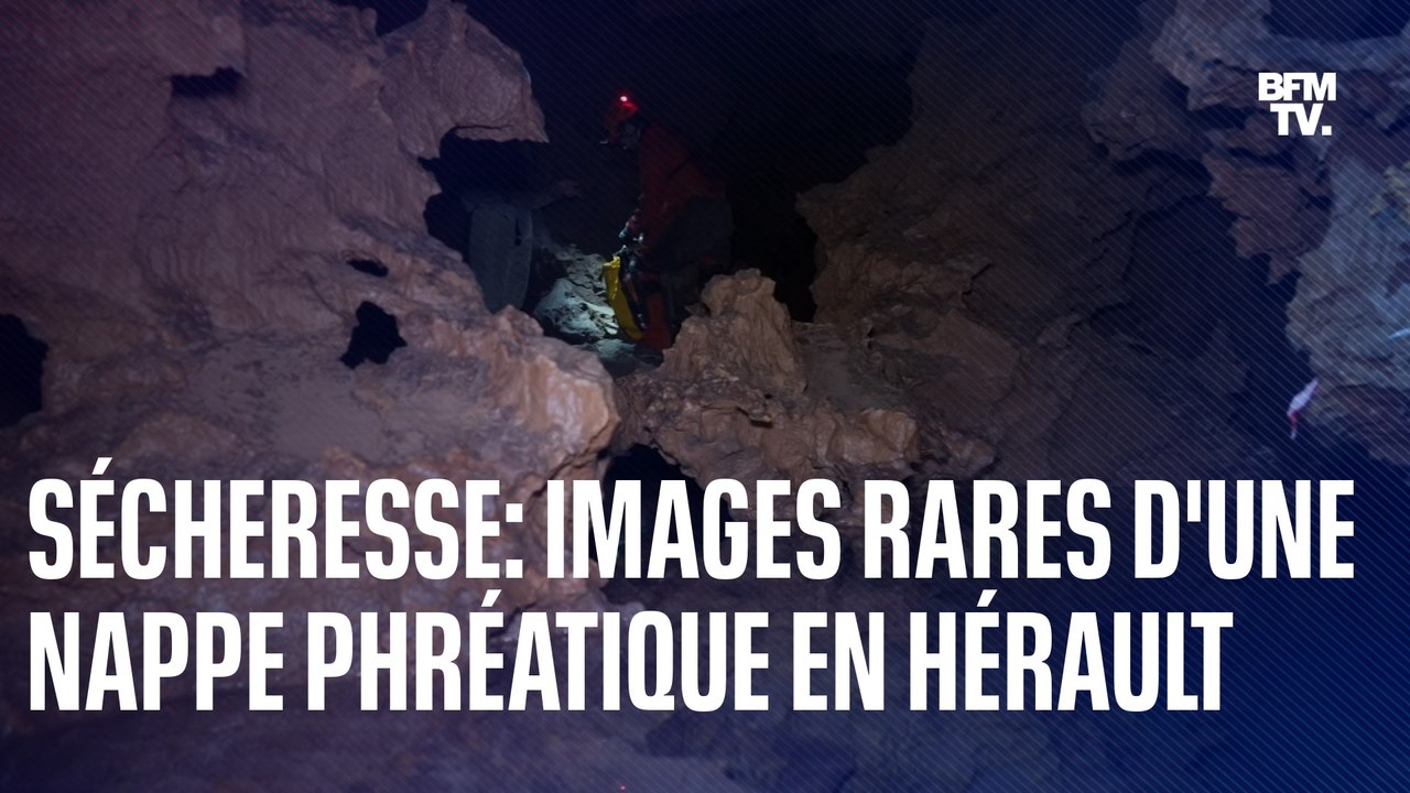 Sécheresse: des images rares d'une nappe phréatique de la grotte de Clamouse en Hérault
