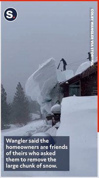 Huge Slab of Snow Removed From Roof of Northern California Home