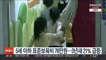 5세 이하 표준보육비 76만원…3년새 21% 급등