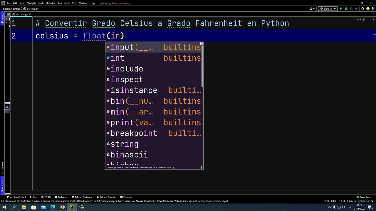 Convertir Grado Celsius a Grado Fahrenheit en Python