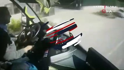 Kaza böyle geldi... Yolcu dolu halk otobüsünde panik anları kamerada