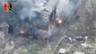 Aerial footage shows Ukrainian forces destroying Russian storage site near Bakhmut