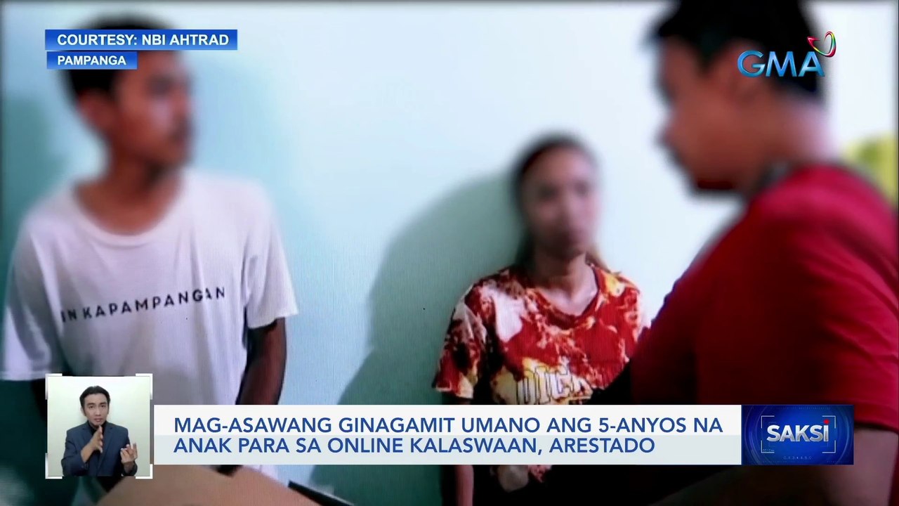 Mag-asawang ginagamit umano ang 5-anyos na anak para sa online kalaswaan, arestado | Saksi