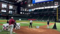 DeMarcus Ware, Tim Brown, Pudge Rodriguez compete in Shot Making Competition