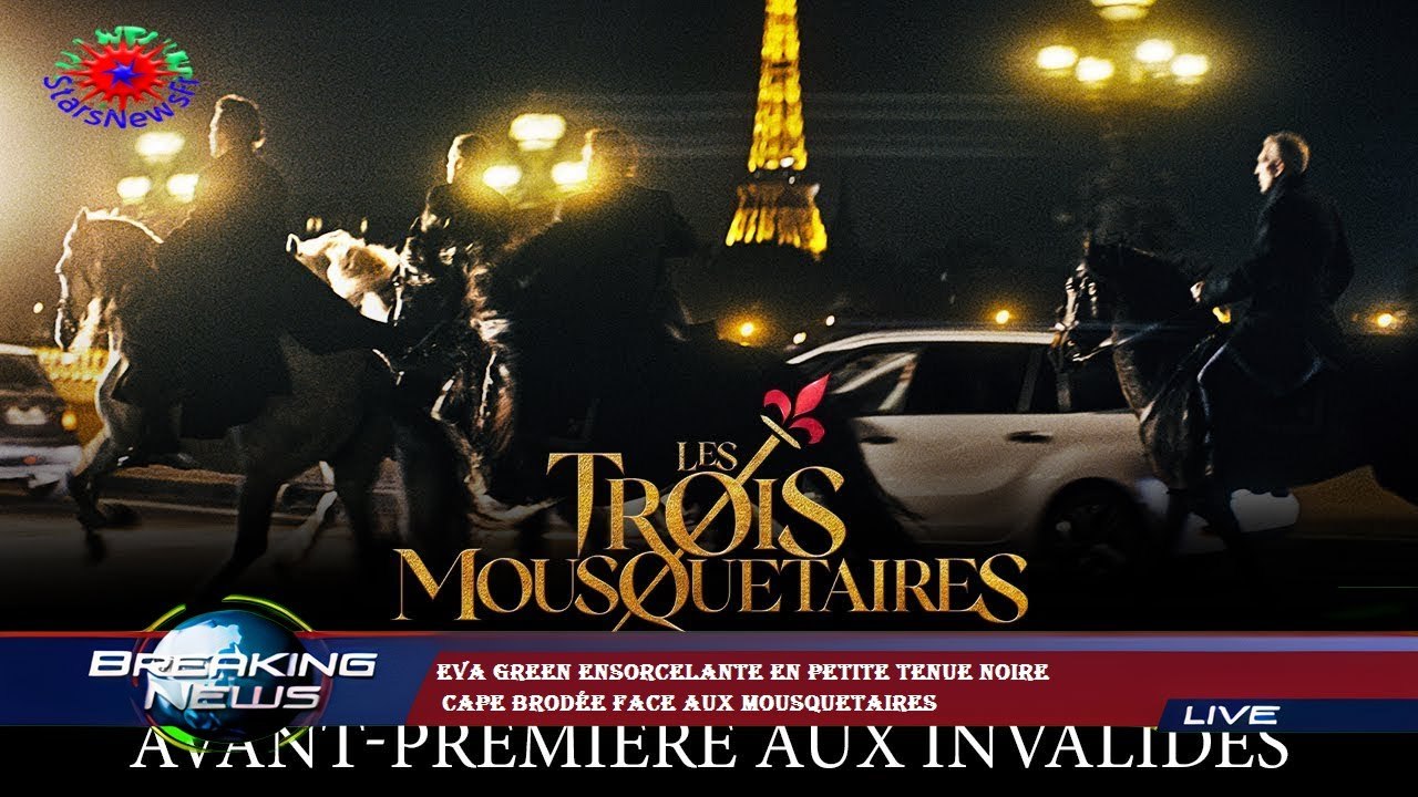 Eva Green ensorcelante en petite tenue noire  cape brodée face aux Mousquetaires