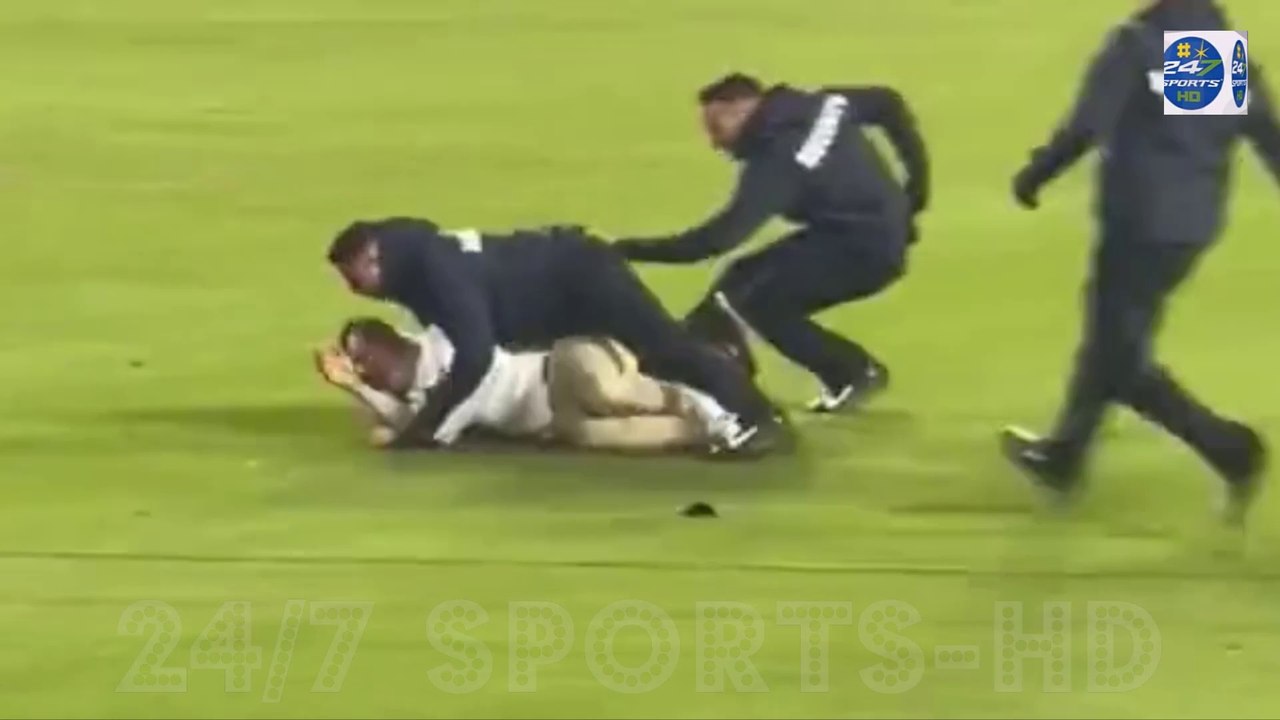 Baseball fan goes viral after sprinting onto the field to propose to his girlfriend at Dodger Stadium... only to be FLATTENED in a brutal tackle by a security guard