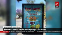 Empresa recrea rótulos que la alcaldesa Sandra Cuevas quito de los puestos; Ciudad de México