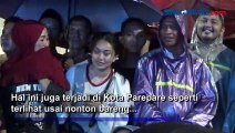 Suporter PSM di Parepare Berpesta di Bawah Guyuran Hujan Sambut Juara