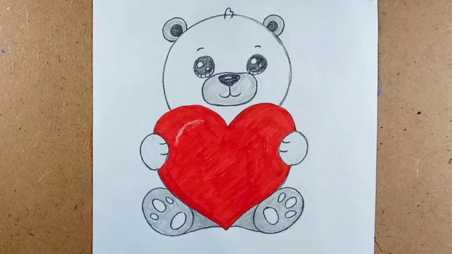 How to draw a Cute Teddy Bear With Heart|| Teddy Bear pencil Drawing|| Drawing by Minha