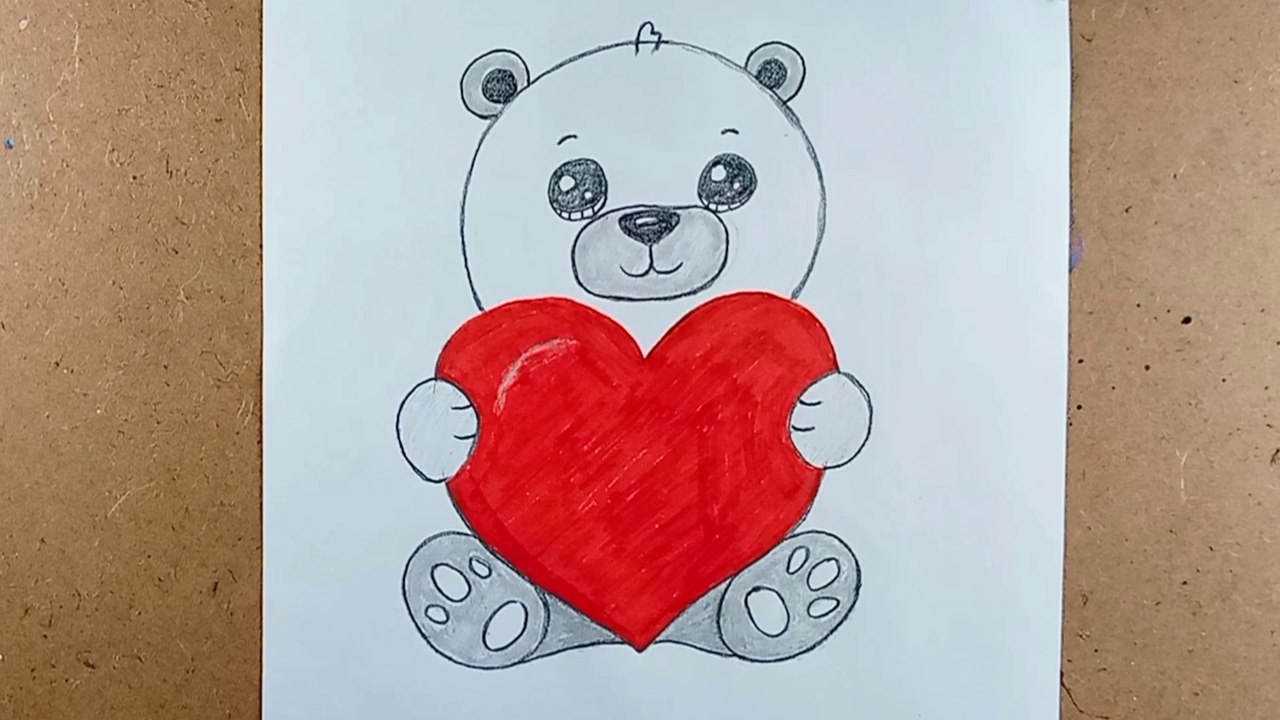 How to draw a Cute Teddy Bear With Heart|| Teddy Bear  pencil Drawing|| Drawing by Minha