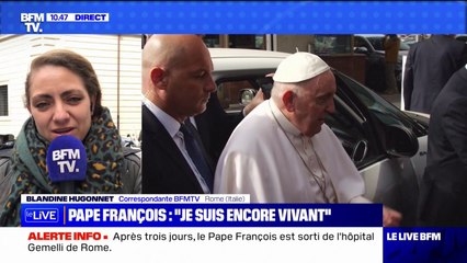 "Je suis encore vivant", plaisante le pape à sa sortie d'hôpital