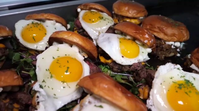 Unique homemade burgers Japanese chicken burger & steak cheeseburger Korean street food