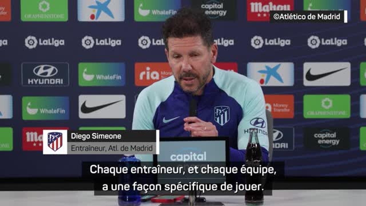 Atlético - Simeone : "Chaque entraîneur a une façon spécifique de jouer"