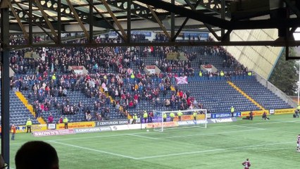 Hearts fans show their frustration at the end of the Kilmarnock game