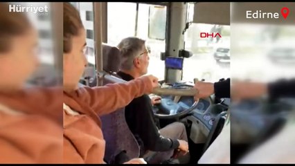 Edirne'de yolcularla tartışan midibüs şoförü kontak kapattı