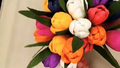 paper flower tulip with crepe paper making tutorial