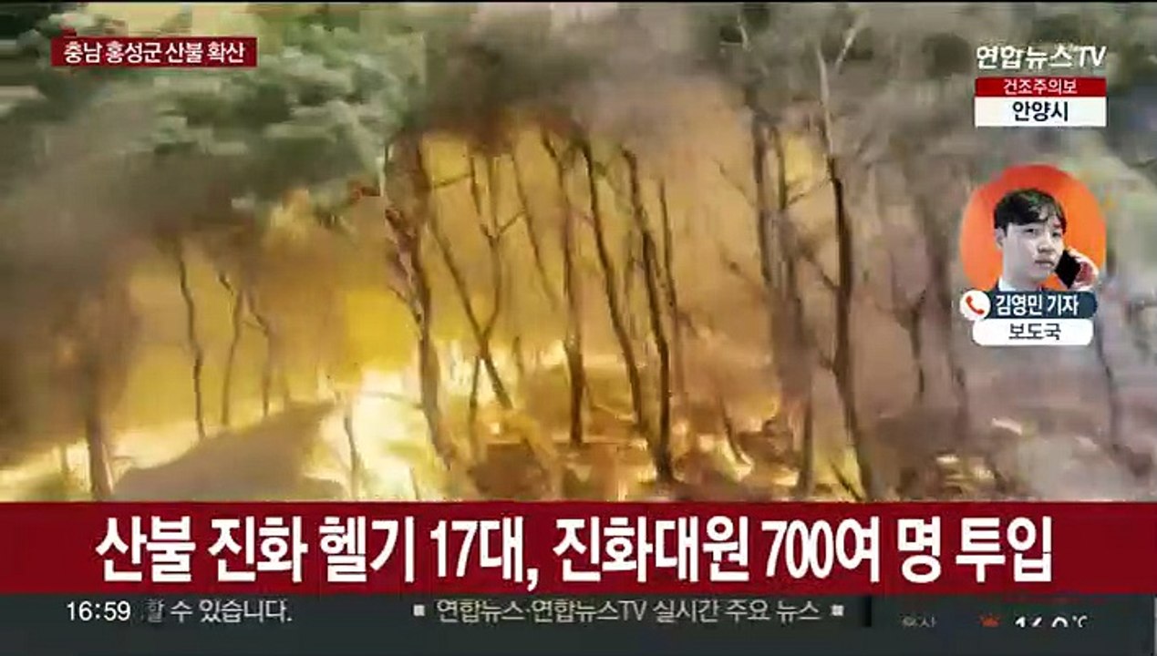 충남 홍성군 '산불 3단계'…주민 100여명 대피