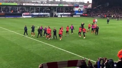Luton Town celebrate beating Watford