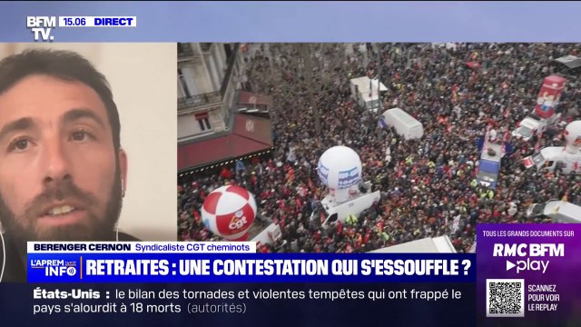 Béranger Cernon (CGT Cheminots): Si madame Borne nous explique qu'elle ne touchera pas aux 64 ans, (...) on prendra nos affaires et on partira