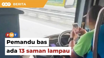 Pemandu bas guna telefon bimbit semasa memandu ada 13 saman lampau