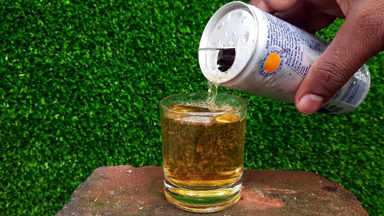 Experiment red bull vs lava ball glowing 1000 degree metal ball vs